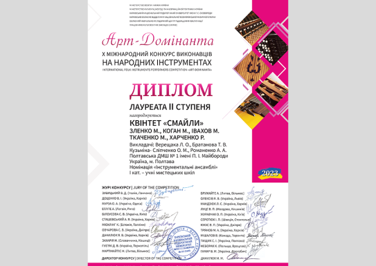 Переможці міжнародного конкурсу Арт- Домінанта