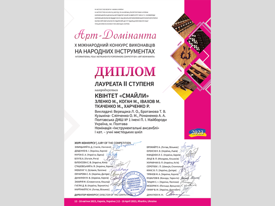 Переможці міжнародного конкурсу Арт- Домінанта