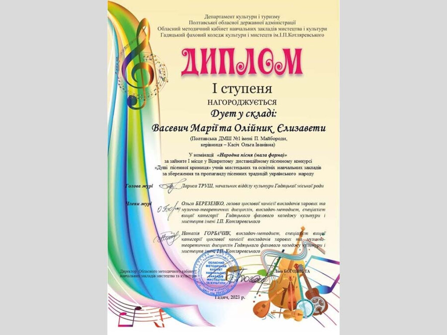 Переможці конкурсу «Душі пісенної криниця»
