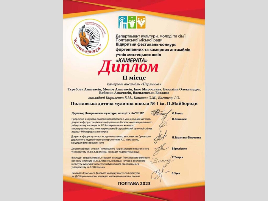 Переможці фестивалю-конкурсу «Камерата»